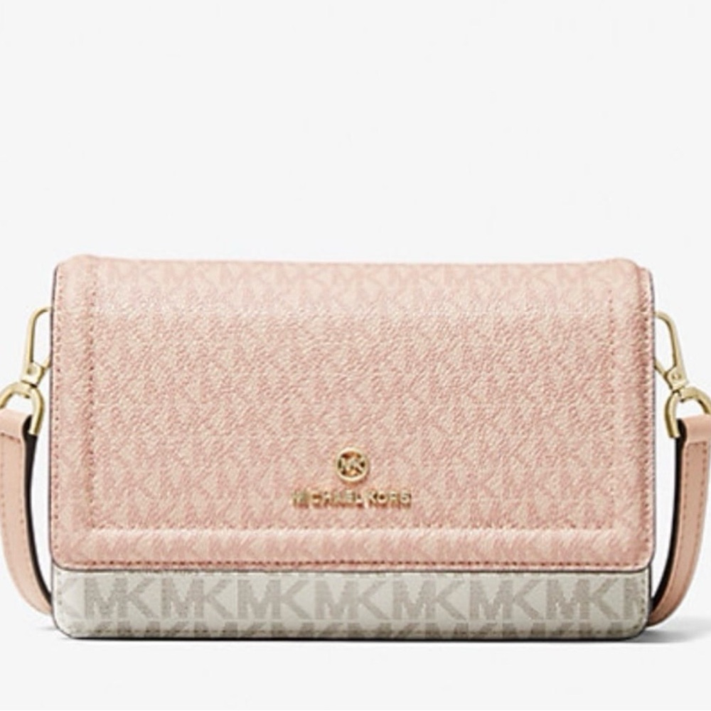 Jet Set Small Two-Tone Logo Smartphone Crossbody Bag BNWT BALLET COLORED